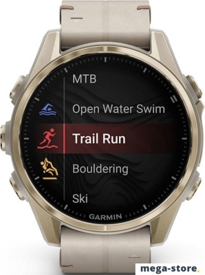 Умные часы Garmin Fenix 8 Sapphire 43мм (золотистый, серый кожаный ремешок)