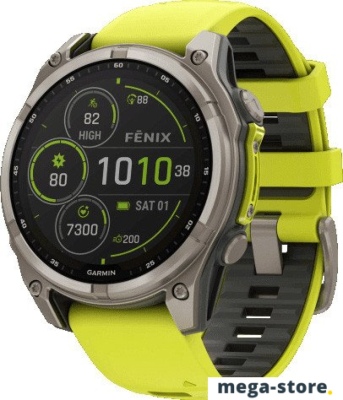 Умные часы Garmin Fenix 8 Solar, Sapphire 47мм (титановый серый с желтым ремешком)