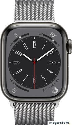 Умные часы Apple Watch Series 8 LTE 41 мм (корпус из нержавеющей стали, графит/миланский серебристый)