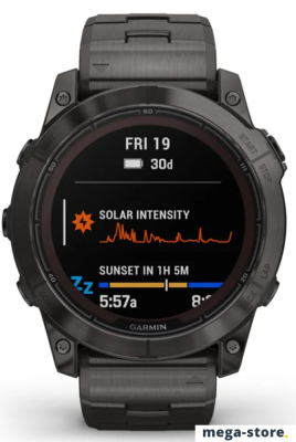 Умные часы Garmin Fenix 7X Pro Sapphire Solar (карбоново-серый титан/черный, с титановым и силиконовым ремешками)