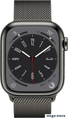 Умные часы Apple Watch Series 8 LTE 41 мм (корпус из нержавеющей стали, графит/миланский графитовый)