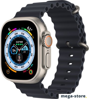 Профессиональные умные часы Apple Watch Ultra LTE 49 мм (титановый корпус, титановый/темно-серый, ремешок из эластомера)