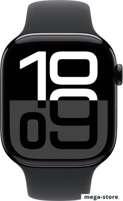 Умные часы Apple Watch Series 10 46 мм (алюминиевый корпус, черный/черный, спортивный силиконовый ремешок S/M)