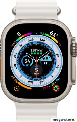 Профессиональные умные часы Apple Watch Ultra LTE 49 мм (титановый корпус, титановый/белый, ремешок из эластомера)