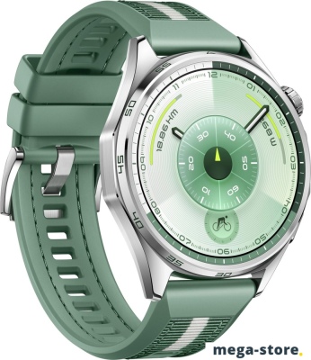 Умные часы Huawei Watch GT 6 46 мм (серебристый, с зеленым плетеным ремешком, международная версия)