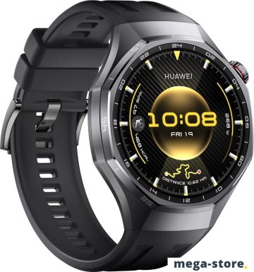 Умные часы Huawei Watch GT 6 Pro 46 мм (черный, с черным силиконовым ремешком, международная версия)
