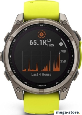 Умные часы Garmin Fenix 8 Solar, Sapphire 47мм (титановый серый с желтым ремешком)