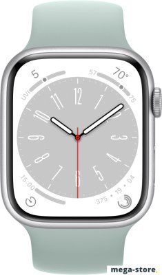 Умные часы Apple Watch Series 8 45 мм (алюминиевый корпус, серебристый/суккулент, силиконовый ремешок)