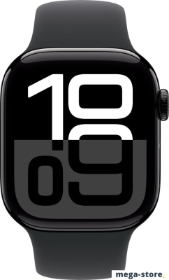 Умные часы Apple Watch Series 10 42 мм (алюминиевый корпус, черный/черный, спортивный силиконовый ремешок S/M)