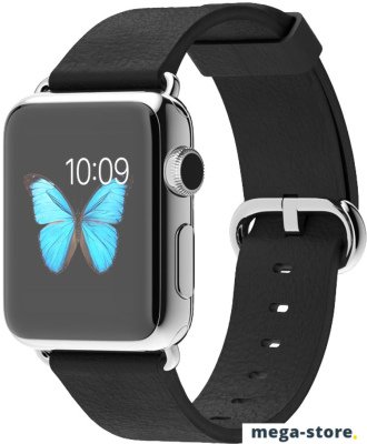Умные часы Apple Watch 38mm Stainless Steel with Black Classic Buckle (MJ312)