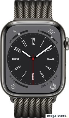 Умные часы Apple Watch Series 8 LTE 45 мм (корпус из нержавеющей стали, графит/миланский графитовый)