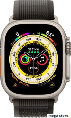Профессиональные умные часы Apple Watch Ultra LTE 49 мм (титановый корпус, титановый/черно-серый, нейлоновый ремешок размера S/M)