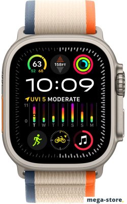 Умные часы Apple Watch Ultra 2 LTE 49 мм (титановый корпус, титановый/бежево-оранжевый, нейлоновый ремешок размера M/L)